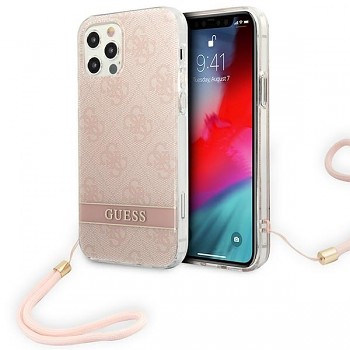 Originální pouzdro GUESS 4G Print Strap Hardcase GUOHCP12MH4STP pro Iphone 12/12 Pro Pink