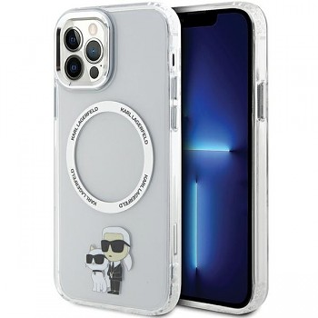 Originální pouzdro KARL LAGERFELD hardcase Iconic Karl&Choupette Magsafe KLHMP12MHNKCIT pro Iphone 12/12 Pro Transparent