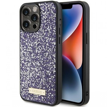 Originální pouzdro GUESS Rhinestone Metal Logo hardcase GUHCP15LPFGSBSP pro Iphone 15 Pro purple