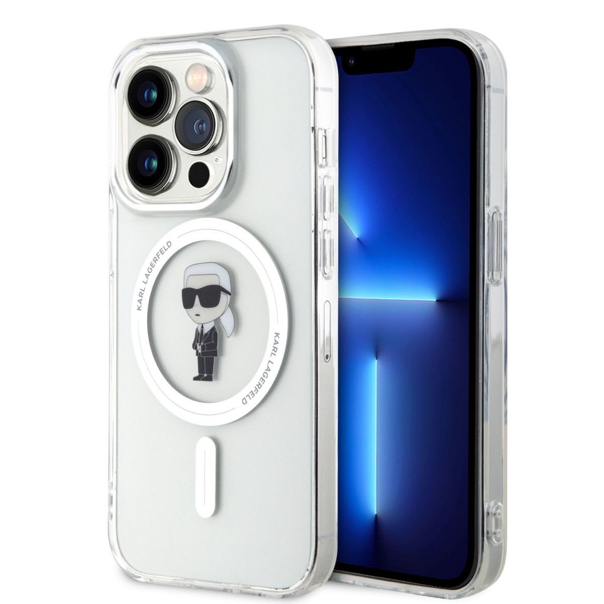 Levně Karl Lagerfeld IML Ikonik MagSafe Zadní Kryt pro iPhone 15 Pro Transparent