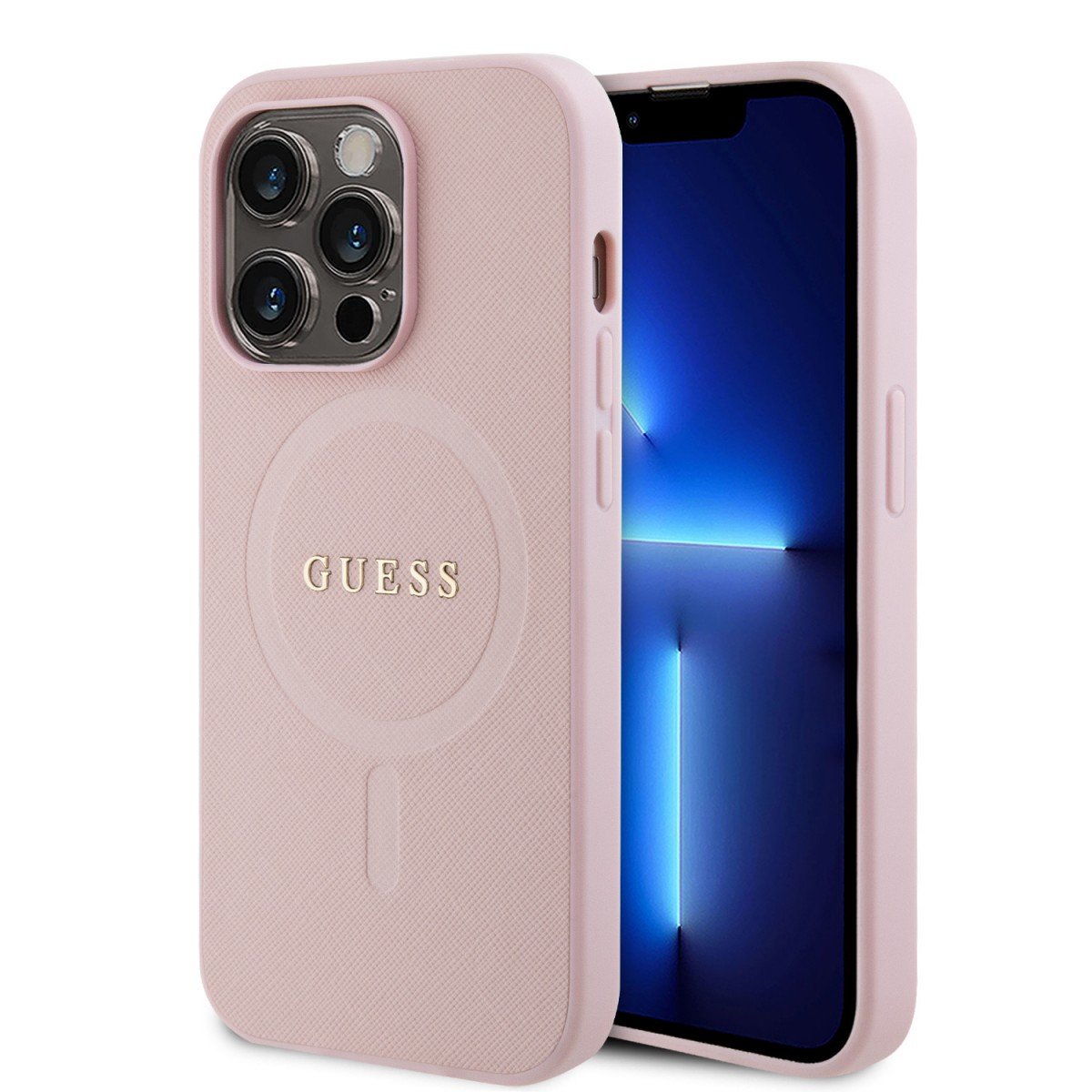 Levně Guess PU Saffiano MagSafe Zadní Kryt pro iPhone 15 Pro Pink