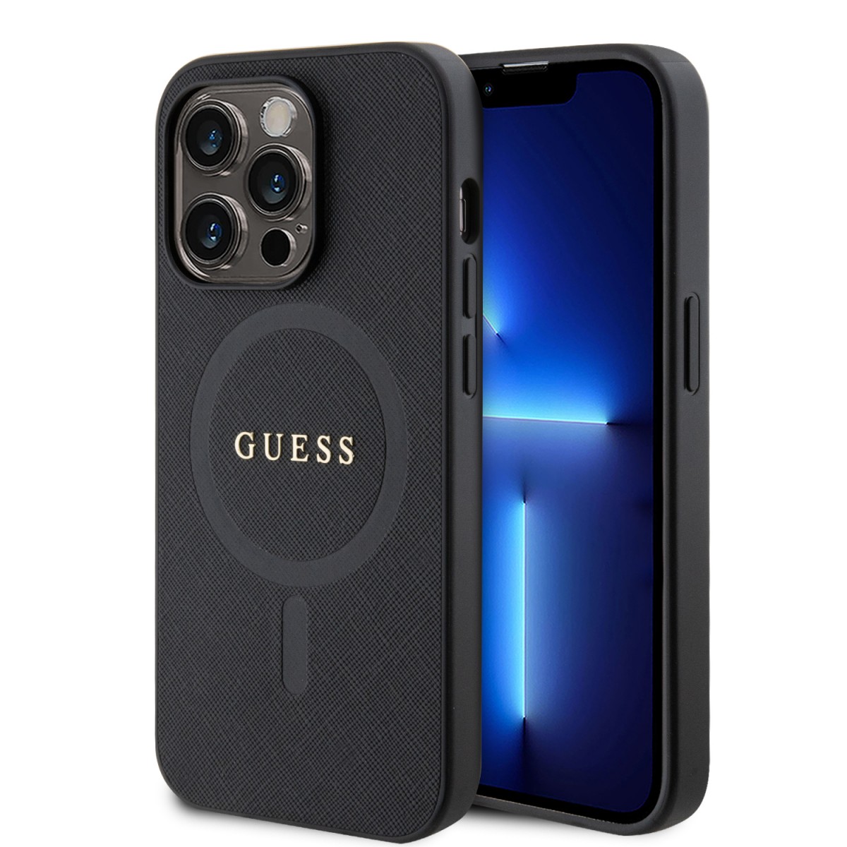 Levně Guess PU Saffiano MagSafe Zadní Kryt pro iPhone 15 Pro Max Black