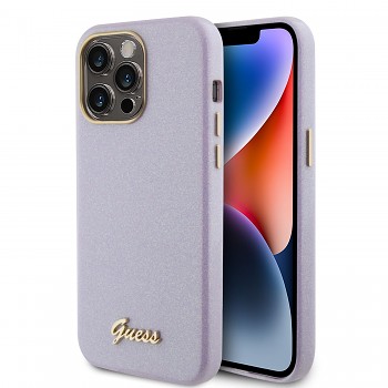 Guess PU Glitter Full Wrapped Zadní Kryt pro iPhone 15 Pro Max Lilac