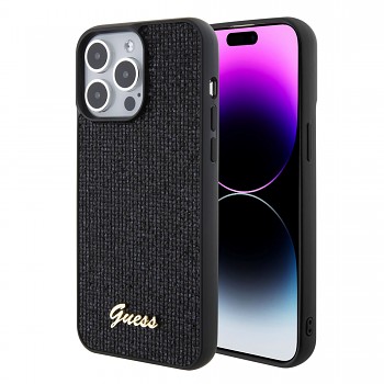 Guess PU Square Mirror Script Logo Zadní Kryt pro iPhone 15 Pro Max Black