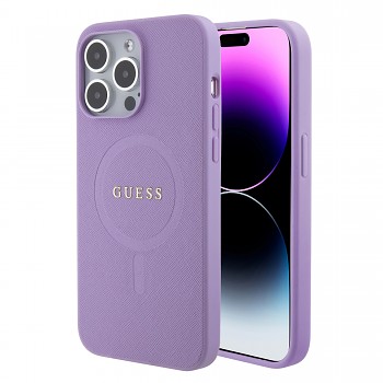 Guess PU Saffiano MagSafe Zadní Kryt pro iPhone 15 Pro Max Purple