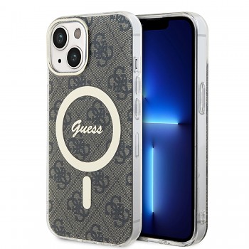 Zadní kryt Guess IML 4G MagSafe pro iPhone 15 Brown
