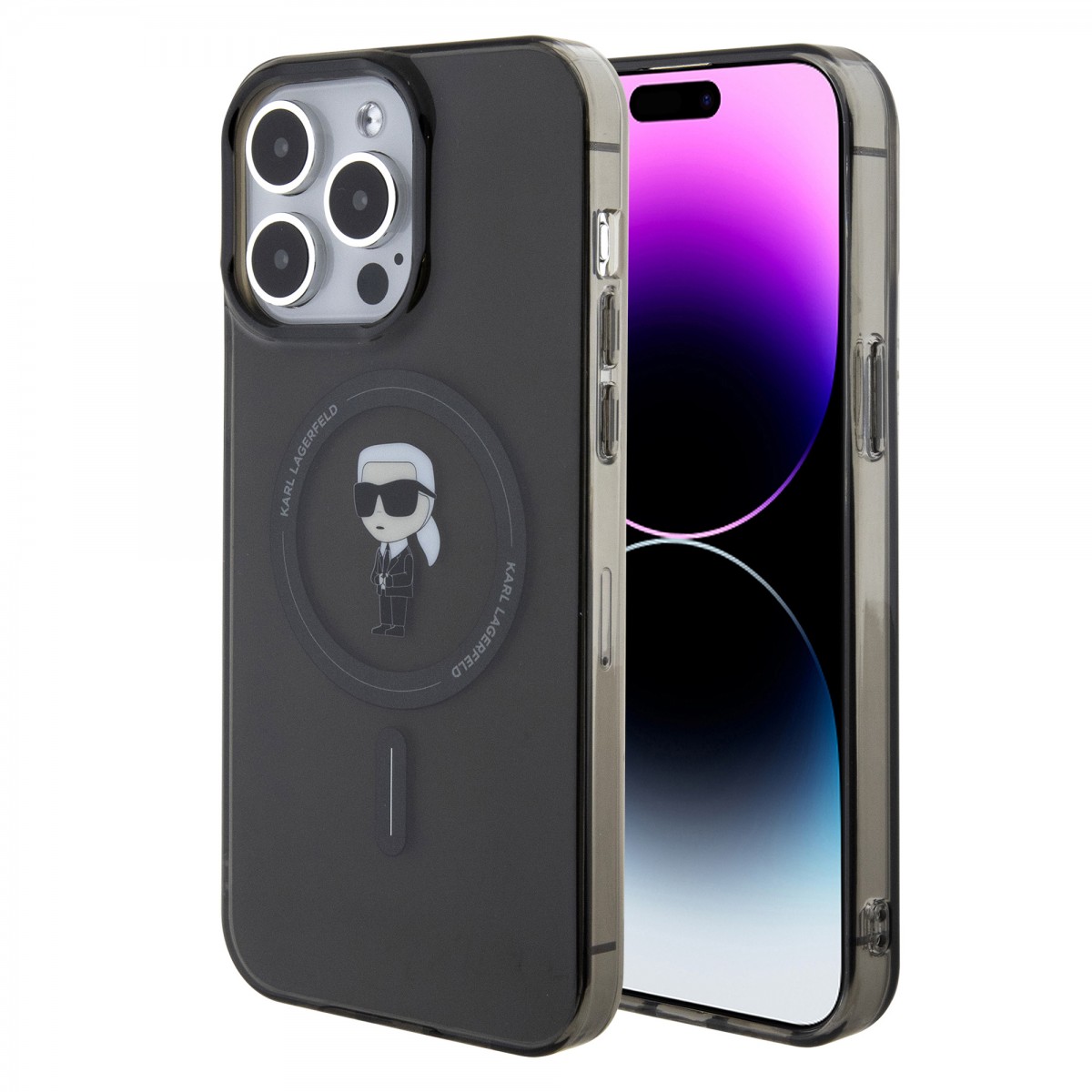 Levně Karl Lagerfeld IML Ikonik MagSafe Zadní Kryt pro iPhone 15 Pro Max Black