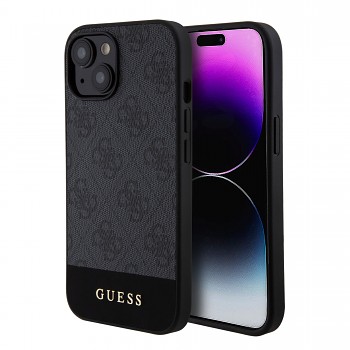 Guess PU 4G Stripe MagSafe Zadní Kryt pro iPhone 15 Black