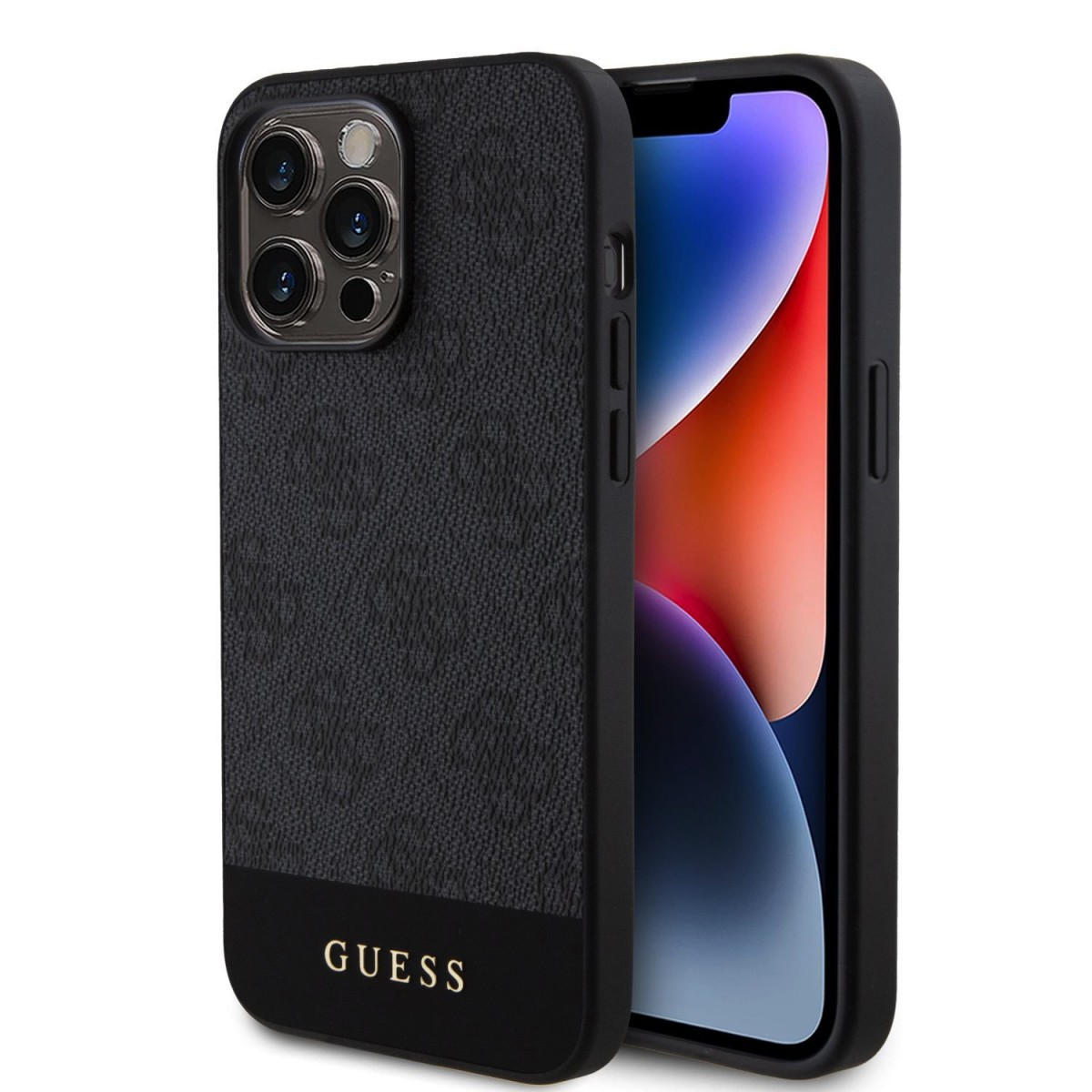 Levně Guess PU 4G Stripe MagSafe Zadní Kryt pro iPhone 15 Pro Black