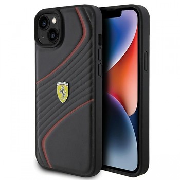 Originální pevné pouzdro FERRARI Twist Metal Logo FEHCP15MPTWK do Iphone 15 Plus Black
