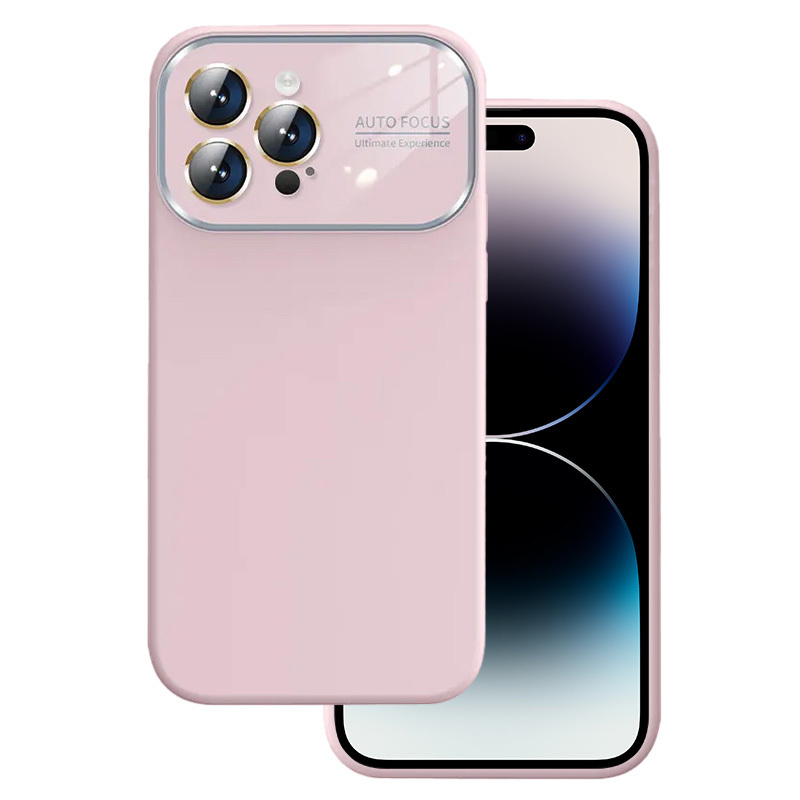 Levně Měkké silikonové pouzdro s čočkami pro Iphone 13 Pro Max světle růžové
