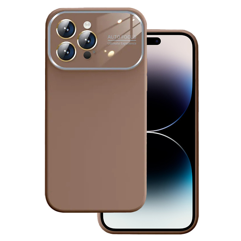Levně Měkké silikonové pouzdro na čočky pro Iphone 14 Pro hnědé barvy