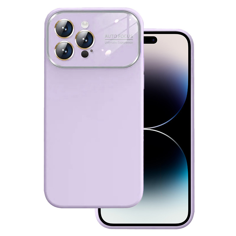 Levně Měkké silikonové pouzdro na čočky pro Iphone 14 Pro světle fialové