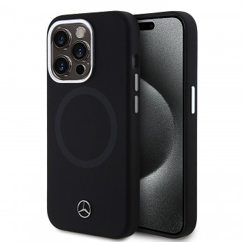 Mercedes Liquid Silicon Bicolor Magsafe Zadní Kryt pro iPhone 15 Pro Black 