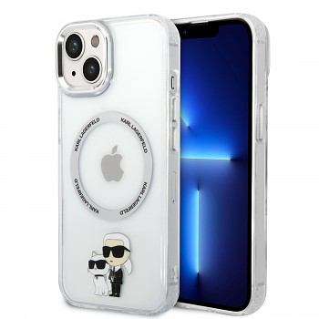 Karl Lagerfeld IML Karl and Choupette NFT MagSafe Zadní Kryt pro iPhone 15 Transparent