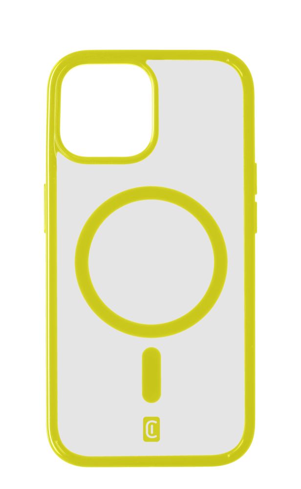 Levně Zadní kryt Cellularline Pop Mag s podporou Magsafe pro Apple iPhone 15, čirý / limetkový
