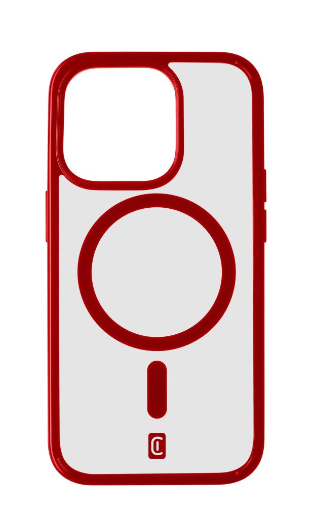 Levně Zadní kryt Cellularline Pop Mag s podporou Magsafe pro Apple iPhone 15 Pro, čirý / červený
