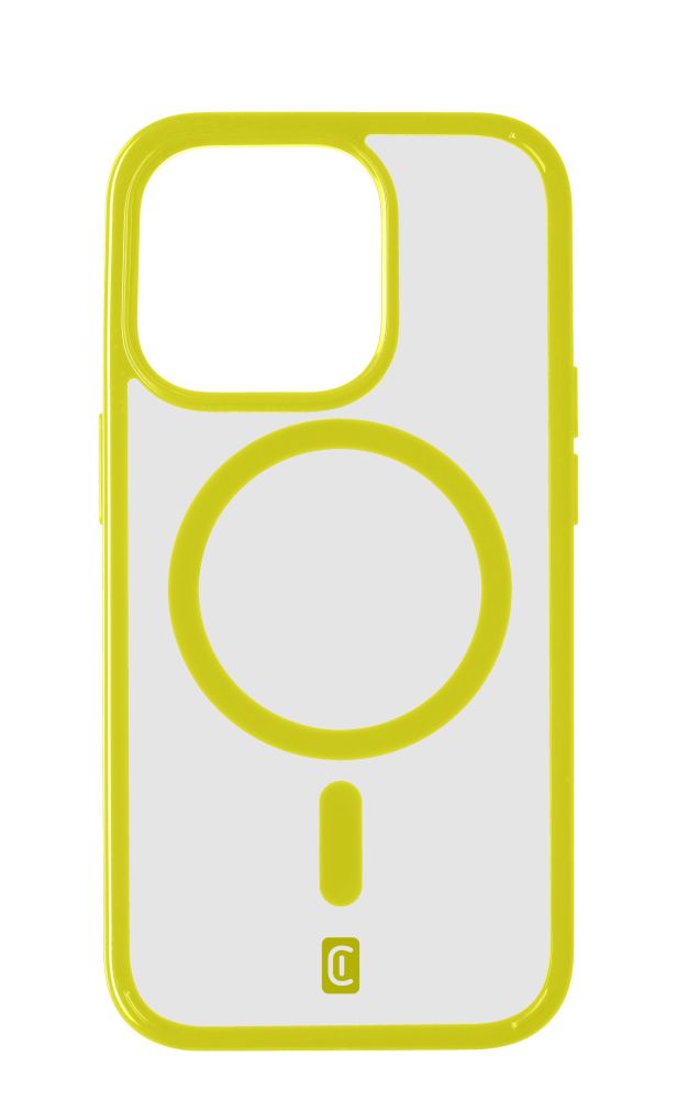 Levně Zadní kryt Cellularline Pop Mag s podporou Magsafe pro Apple iPhone 15 Pro Max, čirý / limetkový