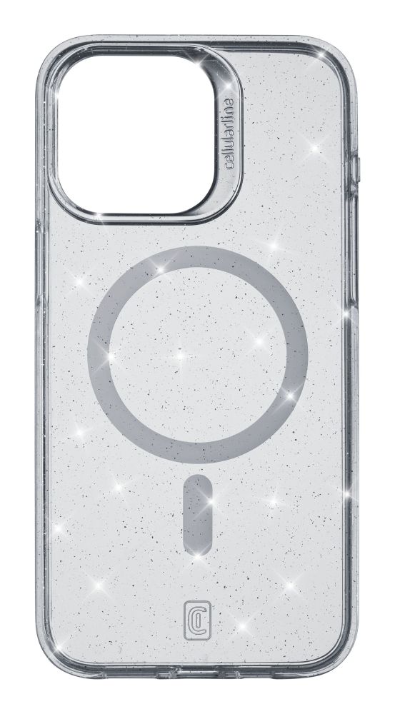 Levně Třpytivý zadní kryt Cellularline Sparkle Mag s podporou Magsafe pro Apple iPhone 15 Pro Max, čirý