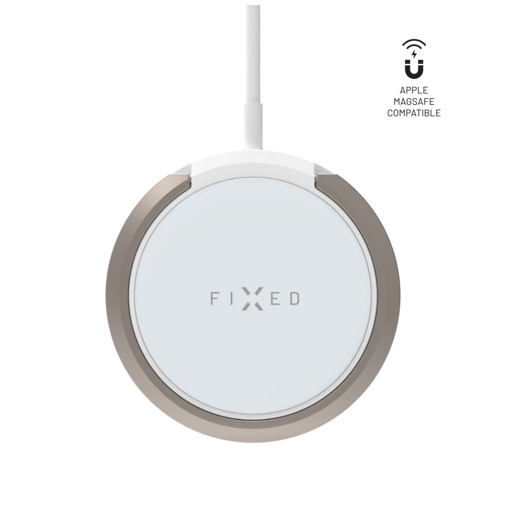 Levně Bezdrátová nabíječka FIXED MagPad s podporou uchycení MagSafe a stojánkem, 15W, bílá