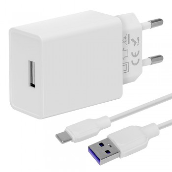 Cestovní nabíječka Obal:Me USB-A 10W + USB-A - USB-C Kabel 1m White