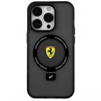 Ferrari Ring Stand MagSafe Zadní Kryt pro iPhone 15 Black
