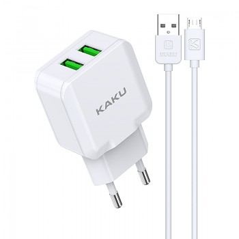 Nabíječka KAKU KSC-414 vč. microUSB datového kabelu Dual 10W bílá