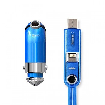 Nabíječka do auta REMAX RCC-211 3v1 s kabelem Micro USB, Lightning, Type C modrá