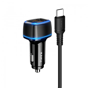 Nabíječka do auta KAKU KSC-528 vč. USB-C datového kabelu Dual 2.8A černá