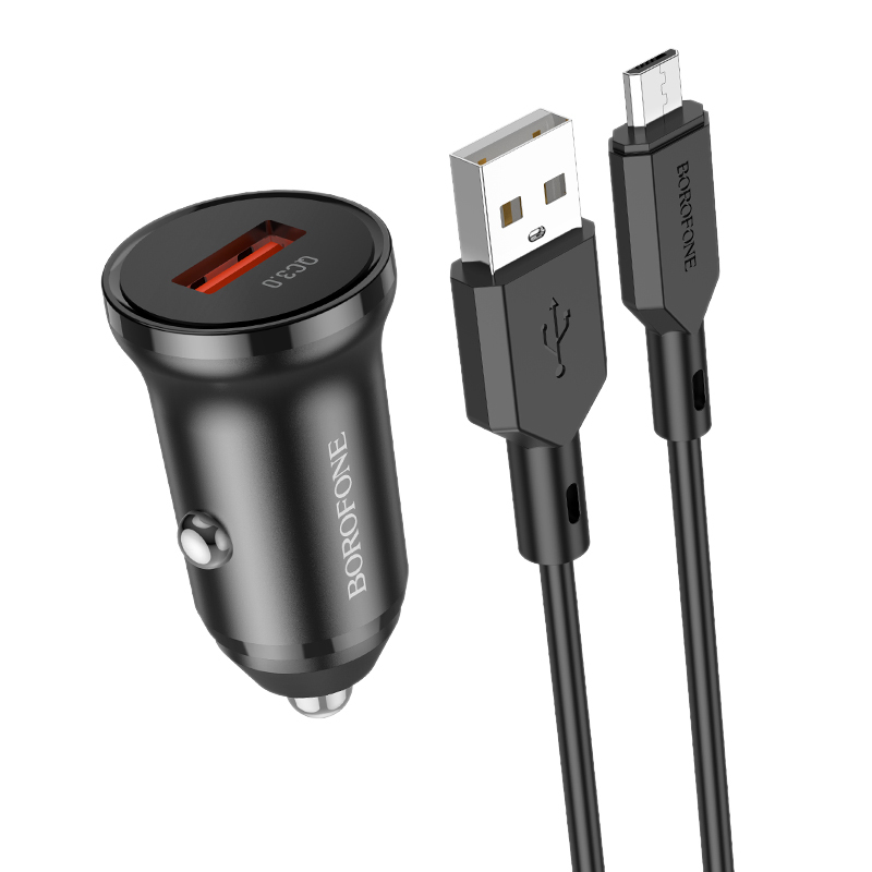 Levně Rychlonabíječka do auta Borofone BZ18 vč. microUSB datového kabelu 18W černá