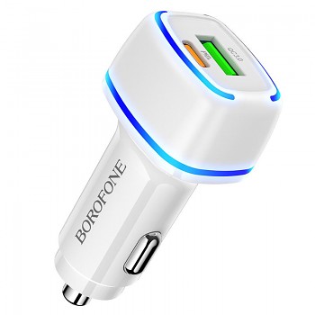 Adaptér do auta Borofone BZ14A s funkcí rychlonabíjení 20W 3A bílý