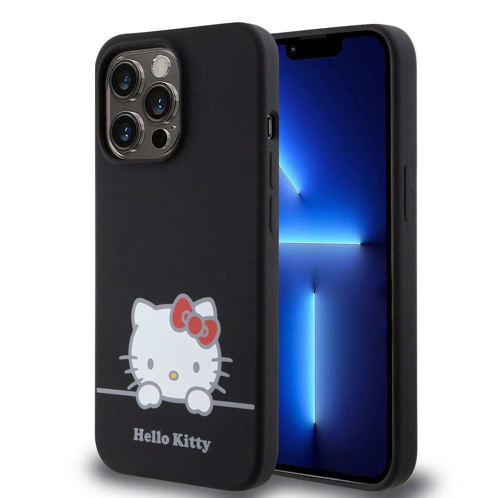 Levně Hello Kitty Liquid Silicone Daydreaming Logo Zadní Kryt pro iPhone 13 Pro Black