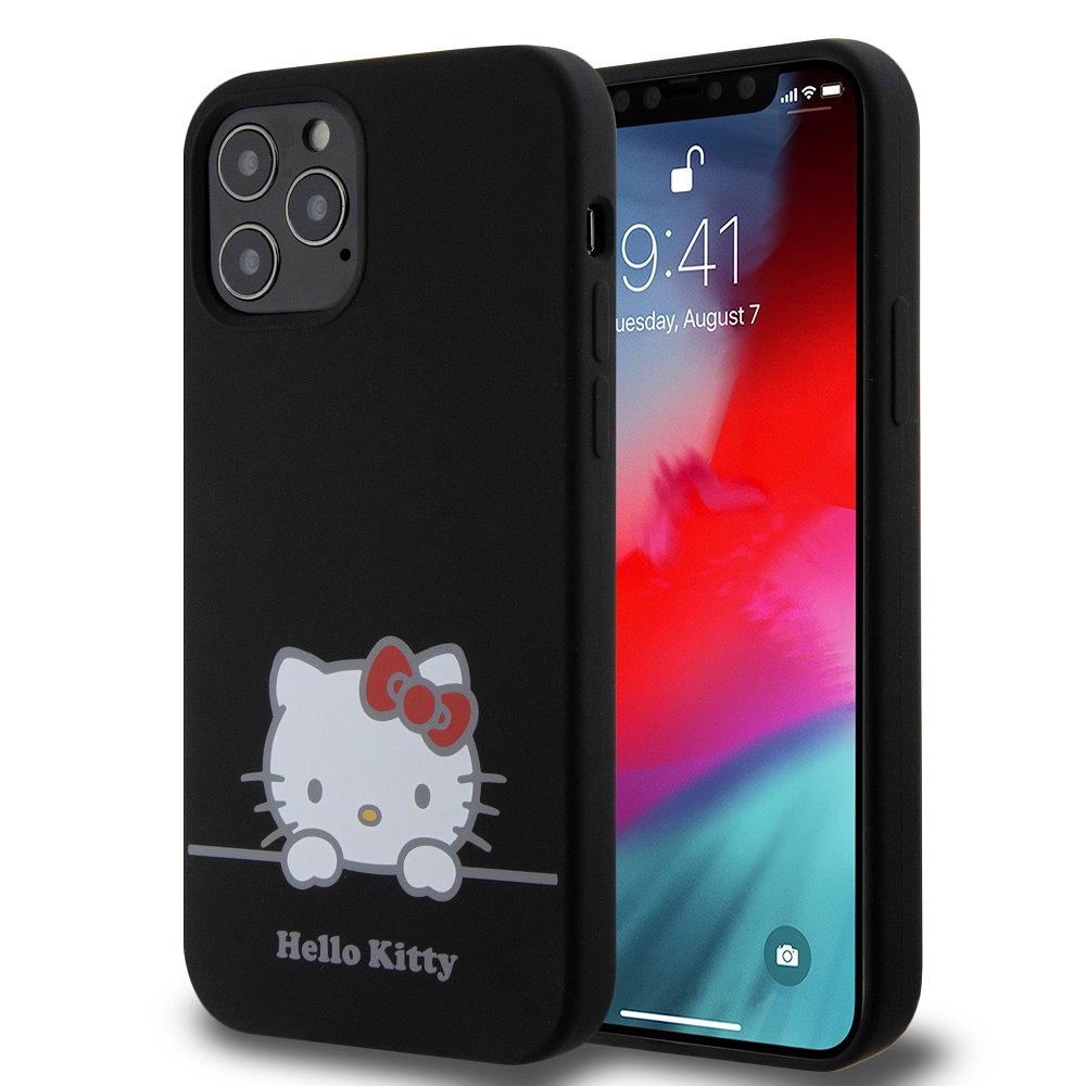 Levně Hello Kitty Liquid Silicone Daydreaming Logo Zadní Kryt pro iPhone 12/12 Pro Black