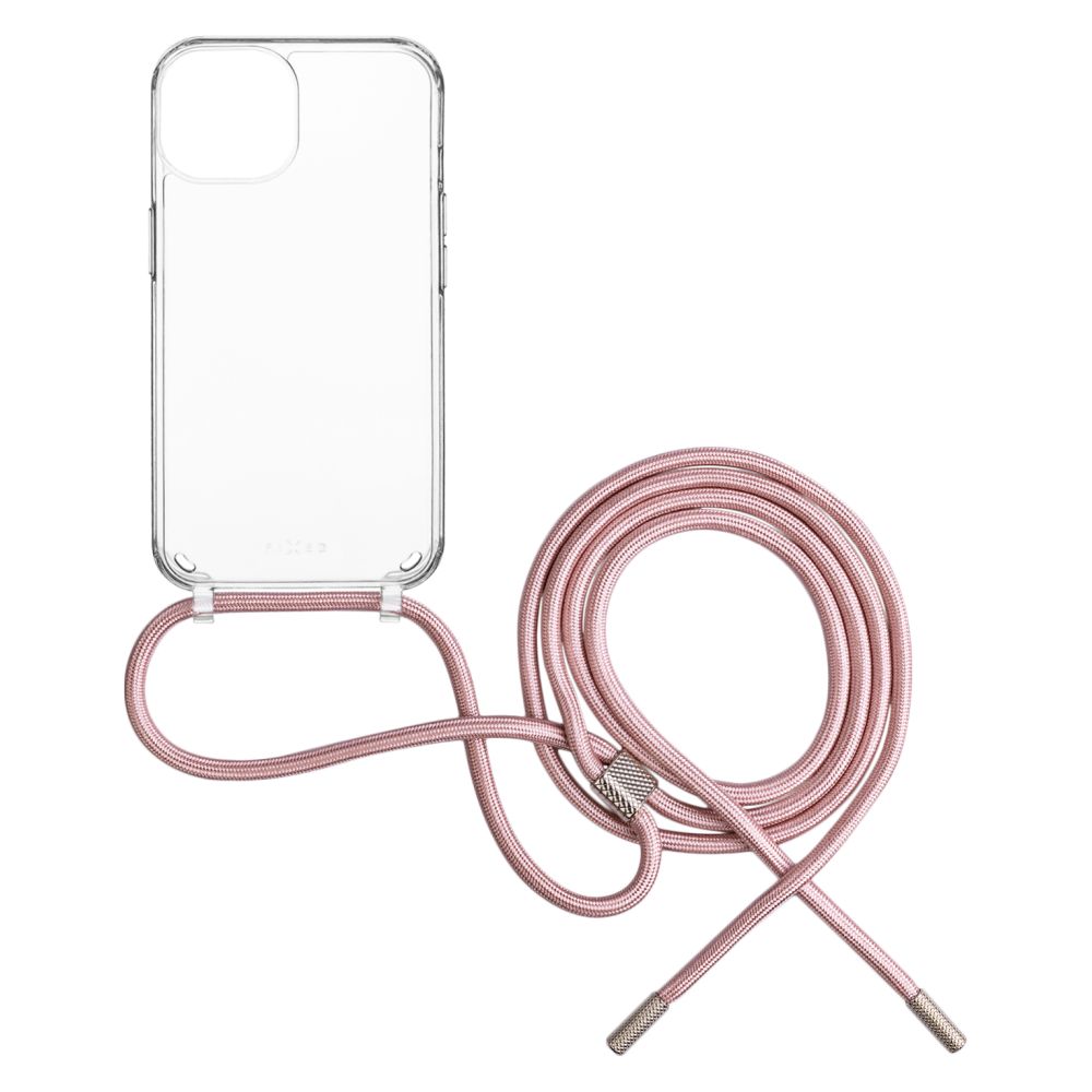 Levně Pouzdro FIXED Pure Neck s růžovou šňůrkou na krk pro Samsung Galaxy S24
