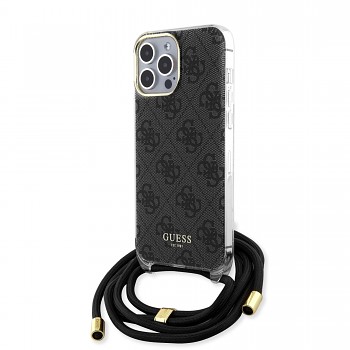 Guess IML 4G Printed Crossbody Zadní Kryt pro iPhone 15 Pro Max Black