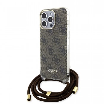 Guess IML 4G Printed Crossbody Zadní Kryt pro iPhone 15 Pro Max Brown