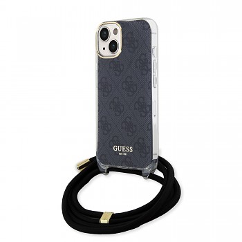 Guess IML 4G Printed Crossbody Zadní Kryt pro iPhone 15 Black