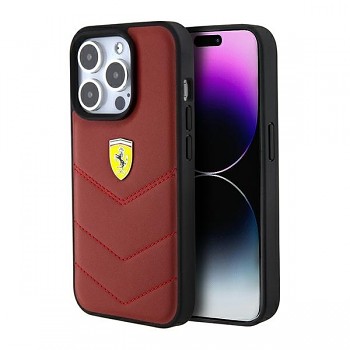 Originální pevné pouzdro FERRARI Leather Stitched Lines FEHCP15LRDUR do Iphone 15 Pro Red