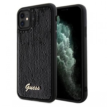 Originální pouzdro GUESS Sequin Script Metal hardcase GUHCN61PSFDGSK pro Iphone 11/ Xr black