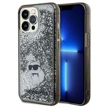 Originální pouzdro KARL LAGERFELD hardcase Liquid Glitter Choupette KLHCP13XLKCNSK pro Iphone 13 Pro Max Transparent