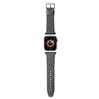 Originální řemínek KARL LAGERLELD Saffiano Monogram KLAWLSAKLHPG pro Apple Watch 42-44-45-49mm stříbrný