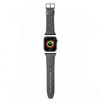 Originální řemínek KARL LAGERLELD Saffiano Monogram KLAWMSAKLHPG pro Apple Watch 38-40-41mm stříbrný