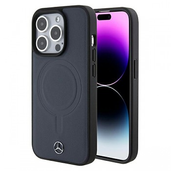 Originální pouzdro MERCEDES hardcase Smooth Leather MagSafe MEHMP15X23RCMV pro Iphone 15 Pro Max Navy