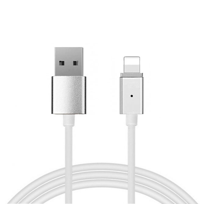 Levně Kabel Magnetic Type 1 - USB na Lightning - s odpojitelnou zástrčkou Iphone 5/6//7/8/X 1 metr stříbrný (blistr)