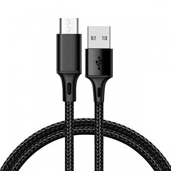 Kabel TYP 2 - USB na Micro USB - kovové zástrčky QC 3.0 1 metr černý