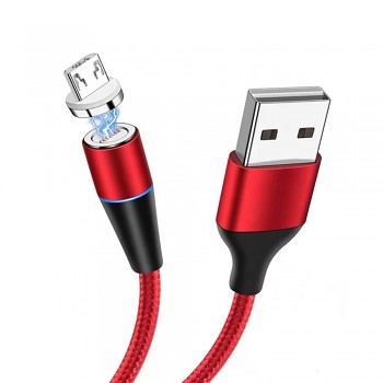 Kabel magnetický typ 2 - USB na Micro USB - s odpojitelnou zástrčkou 3A 1 metr ČERVENÝ
