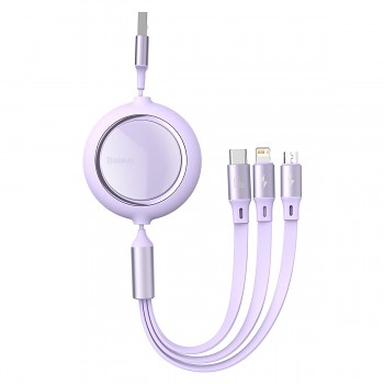 Kabel Baseus Bright Mirror 3 v 1 - USB na Micro USB, Lightning, Typ C - 66W 1,2 metru (CAMLC-MJ05) fialový