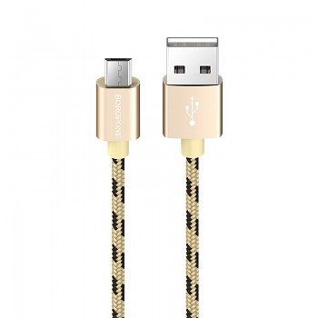 Proudový kabel Borofone BX24 - USB na Micro USB - 2,4A 1 metr zlatý
