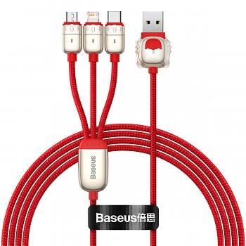 Kabel Baseus Year of the Tiger 3 in 1 - USB na Type C, Lightning, Micro USB - 3,5A 1,2 metru (CASX010009) červený