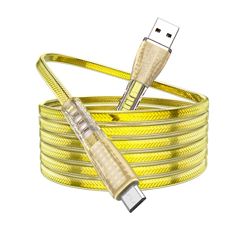 Levně Kabel Borofone BU31 Clear Shadow Jelly - USB na Micro USB - 2,4A 1 metr zlatý